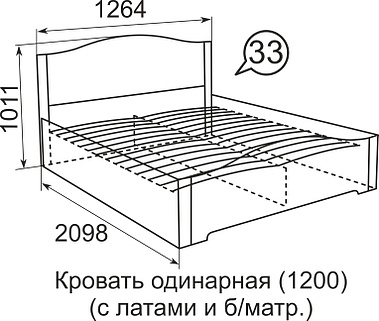 Кровать полутороспальная с подъёмным механизмом(1200) Виктория №33